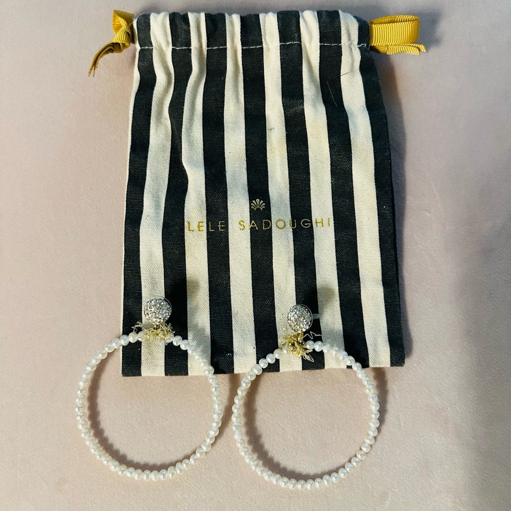 Lele Sadoughi Large Pearl Hoop Earrings